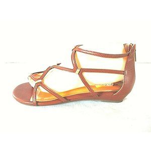 Thalia Sodi Brown Faux Leather Gladiator Flat Sandals Shoes Womens 9 W (SW24)pm2